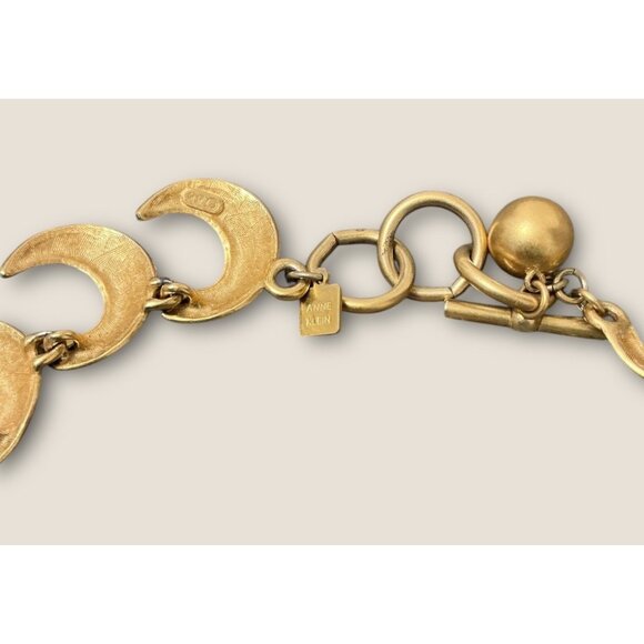 Anne Klein Vintage Gold-Tone Crescent Moon Necklace 18" - Picture 4 of 4